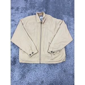 Vtg Visitor Jacket Mens Medium Tan Full Zip Silk Knit Ribbed Windbreaker Coat